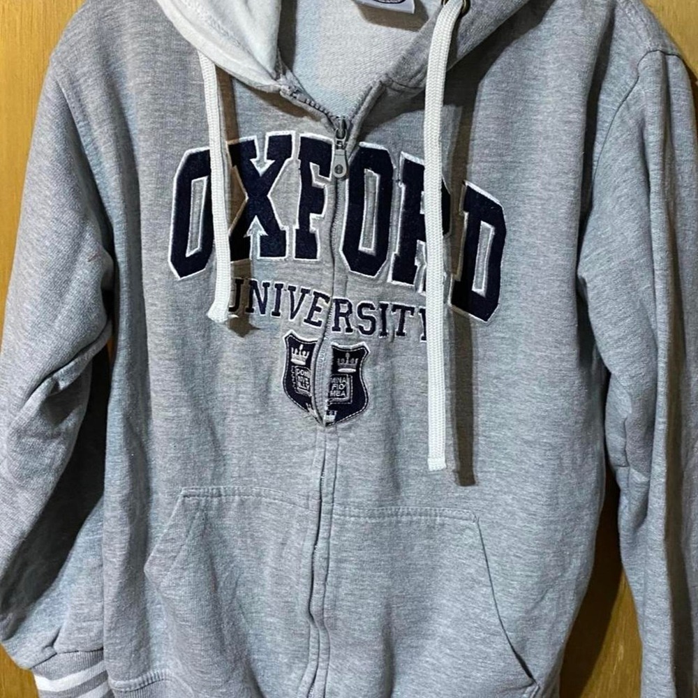 Oxford University grey zip up hoodie Size XS